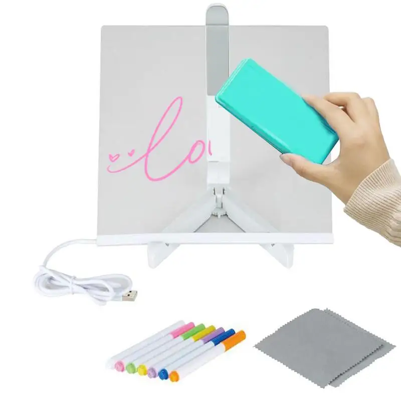 Imagem -05 - Led Desk Memo Board com Suporte para Crianças Dry Erase Board Home Memo Dicas Drawing Board Pintura a Fazer