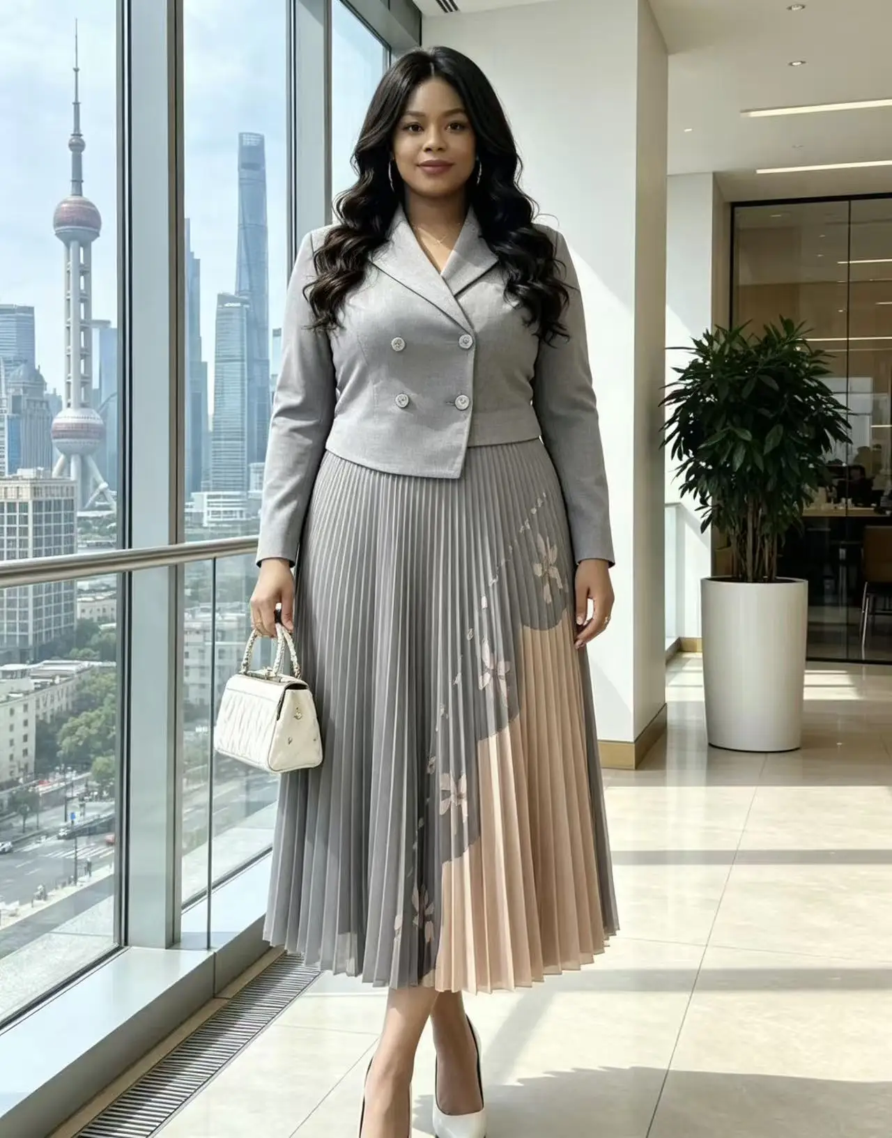 Miyake Pleated Fashion Splicing Contrasting Color Dress Suit Collar Meat Covering Loose Women's Clothing Dress 2026 New