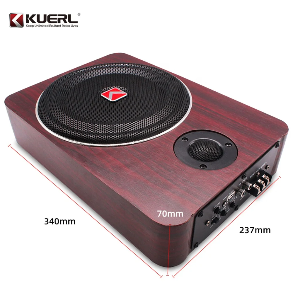 Kuerl Car Audio Active Ultra-thin Subwoofer 8 Inch 12V Car Subwoofer wooden case Car Audio Subwoofer with Tweeter