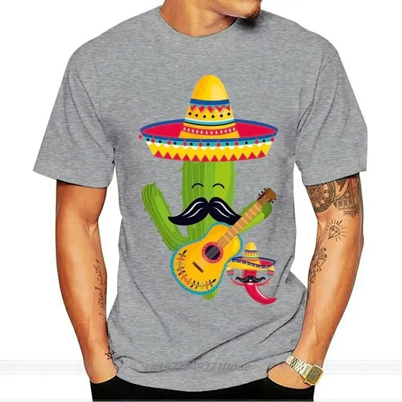 Funny Men t shirt Women novelty tshirt Mariachi Cactus Shirt Mexican Guitar Sombrero Mustache Gift cool T-Shirt