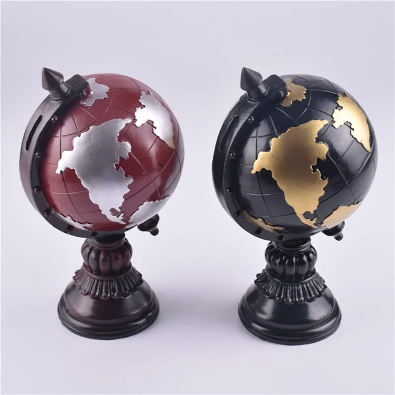 [New] Vintage Sculpture Simulation terrestrial globe saving pot model Statue Art Carving Resin artware Figurine Home Decorations