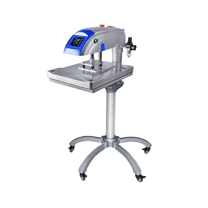 

40 * 50 Pneumatic shaking head mobile heat transfer machine with tripod Automatic T-shirt clothing ironing label heat