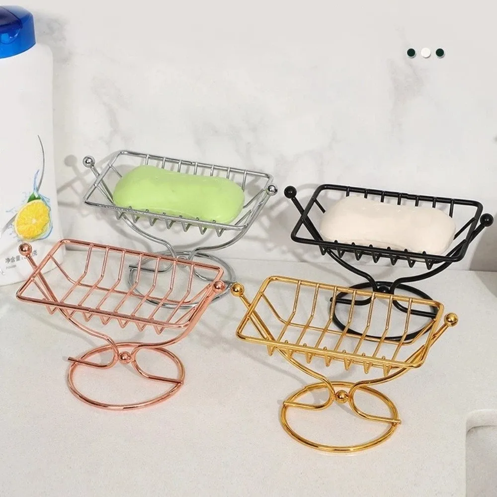 New Square Shape Metal Soap Dish Rustproof Metal Material Wire Soap Rack Creative Draining Draining Soap Holder Bathroom Use