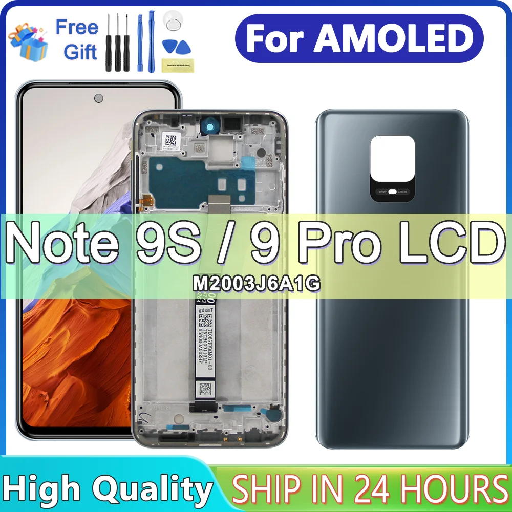 

AMOLED For Xiaomi Redmi Note 9 LCD Display Screen Replacement For Redmi 10X 4G LCD M2003J15SG Display M2003J15SC Parts