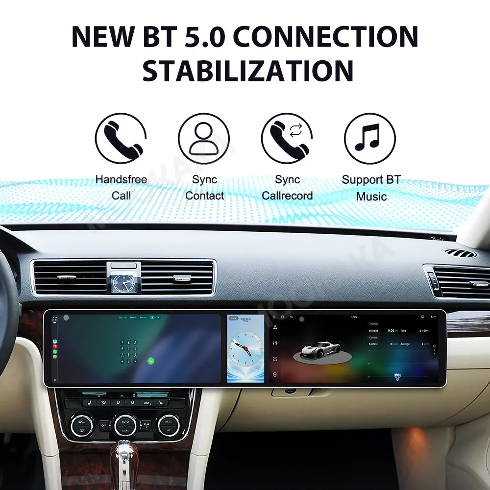 Android 15 Dual 12.3 Inch Triple Screen For Volkswagen Golf 6 MK6 2007-2012 Auto Stereo Radio Multimedia Player GPS CarPlay DSP
