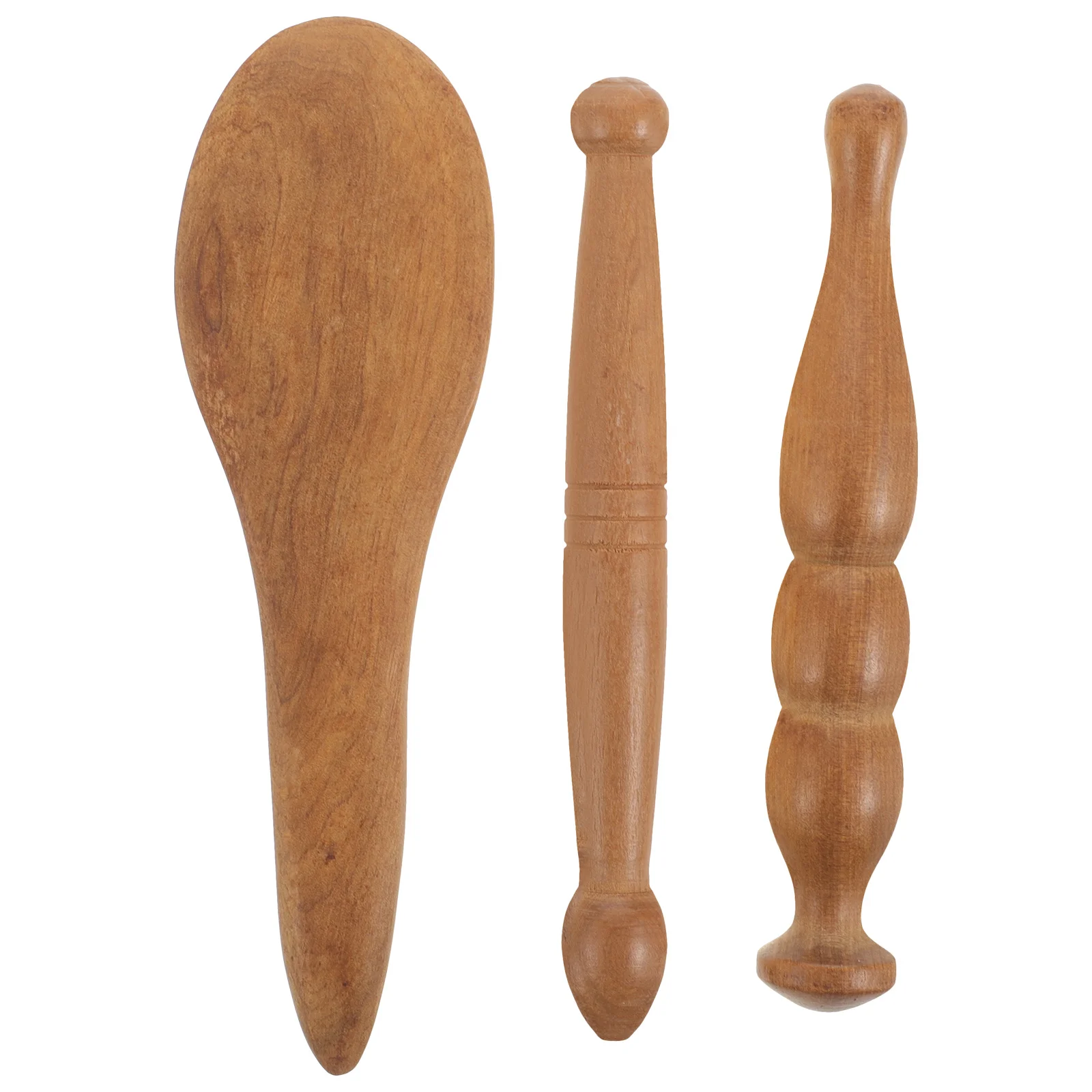

3Pcs Wooden Massage Roller Safe Use Good Workmanship Acupressure Rod Foot Hand Head Relief Portable Massage Tools