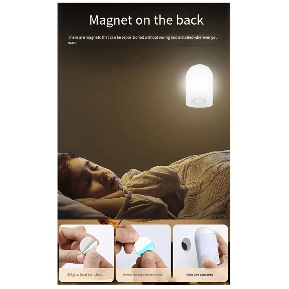 Square LED Sensor Light Small Table Lamp Dormitory Bedside Night Light Portable Emergency Night