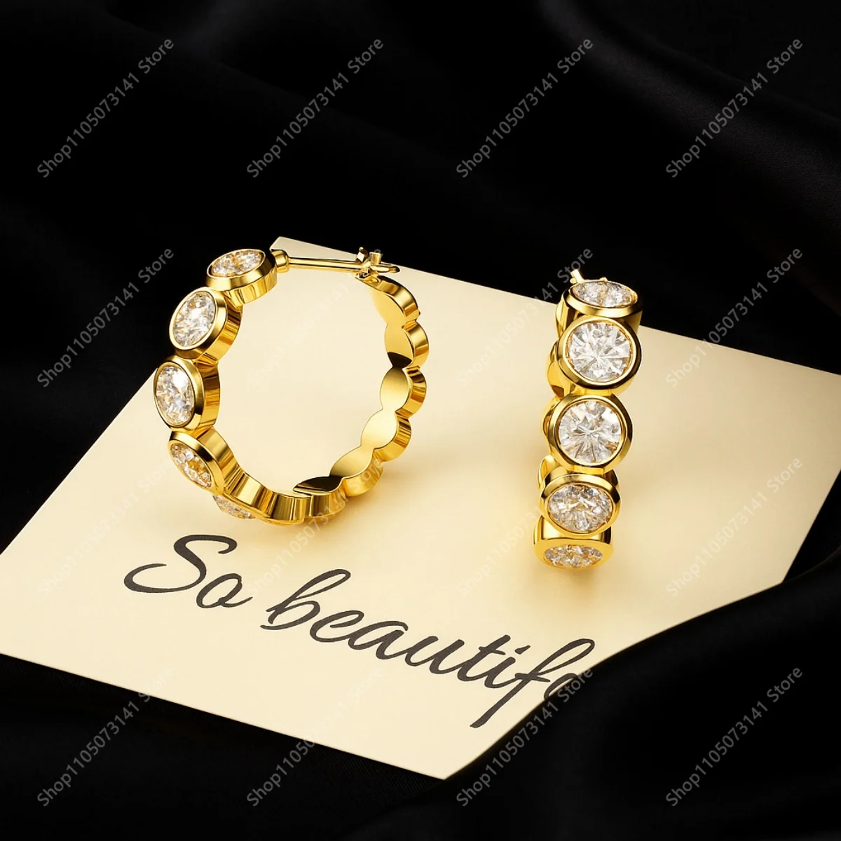 

Простые и элегантные серьги с цирконом в центре золотой волны — незаменимые высококачественные украшения для вечеринок — подарок на день рождения