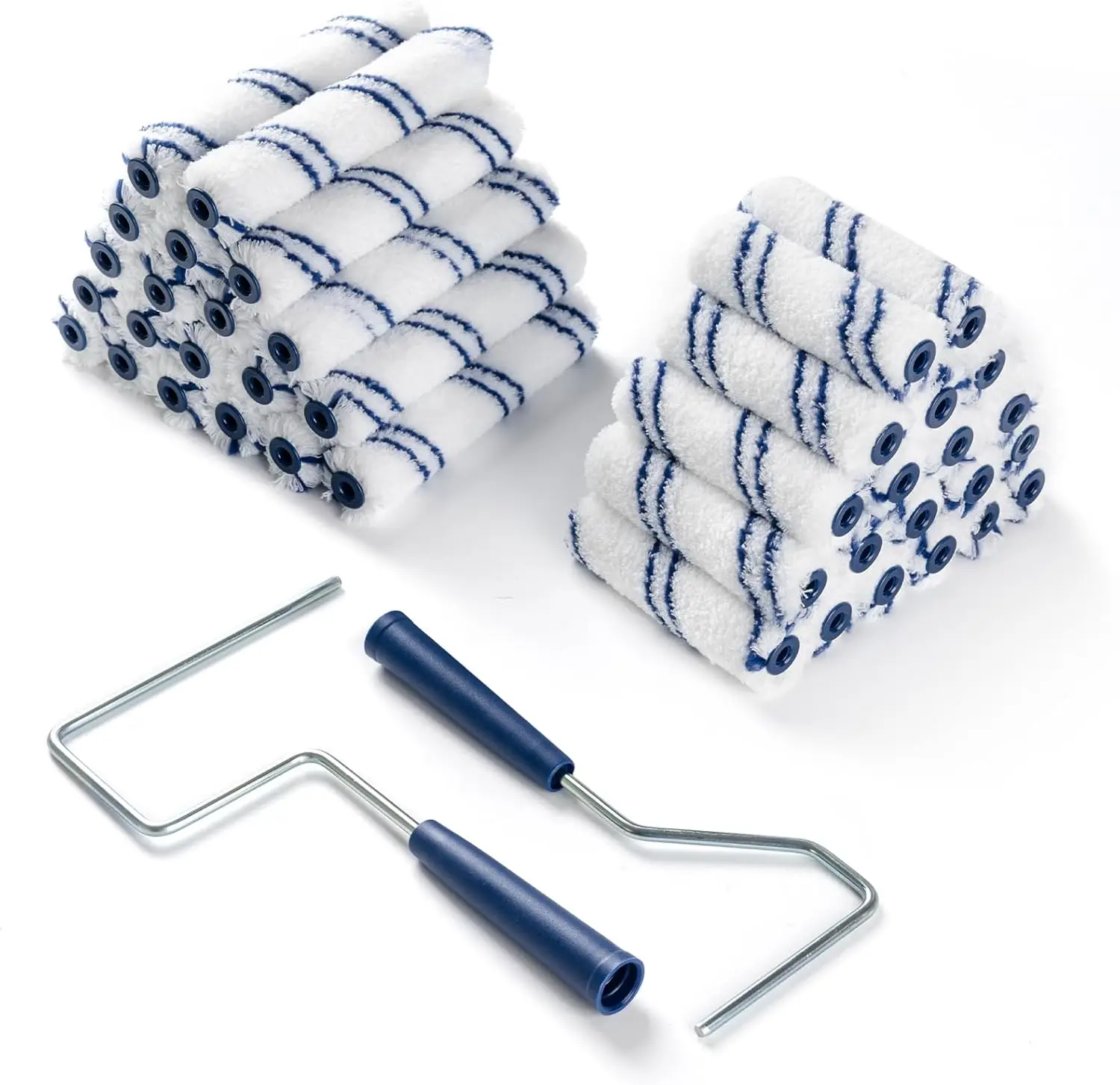 

40 Pack Microfiber Paint Roller Covers 4 and 6 Inch with 2 Anti Rust Metal Frames for House and Wall Painting