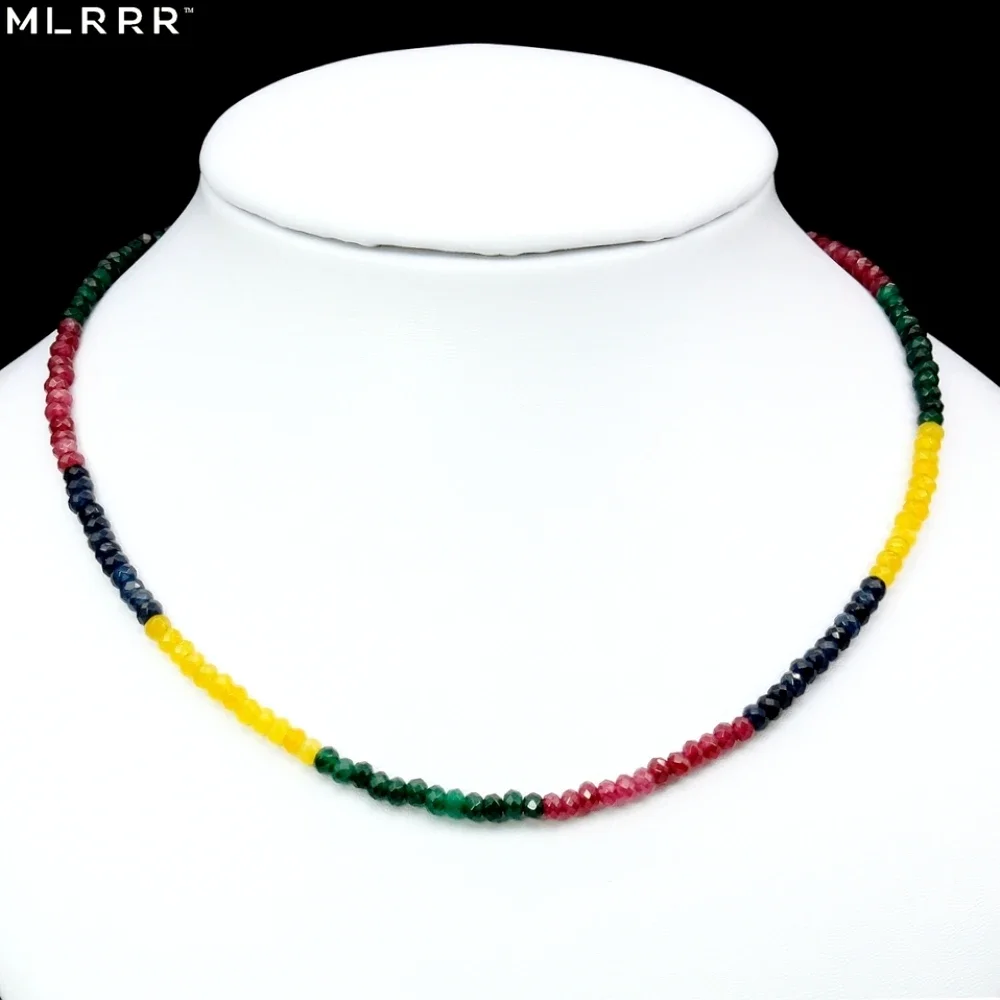 

Clearance Vintage Classic Natural Stone Jewelry Delicate Emeralds Rubies Sapphires Citrines Beaded Chain Necklace 45cm