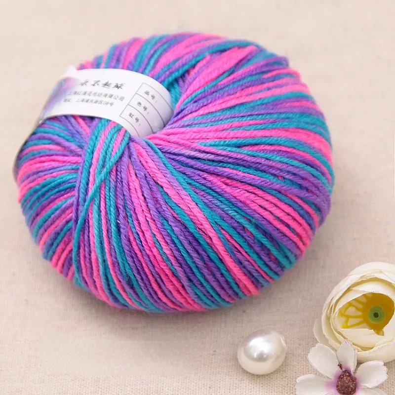 50g / Ball Rainbow Milk Cotton Medium Thick Acrylic Babysoft Manual Crochet Blanket Insole Manual DIY Manual Woven Yarn