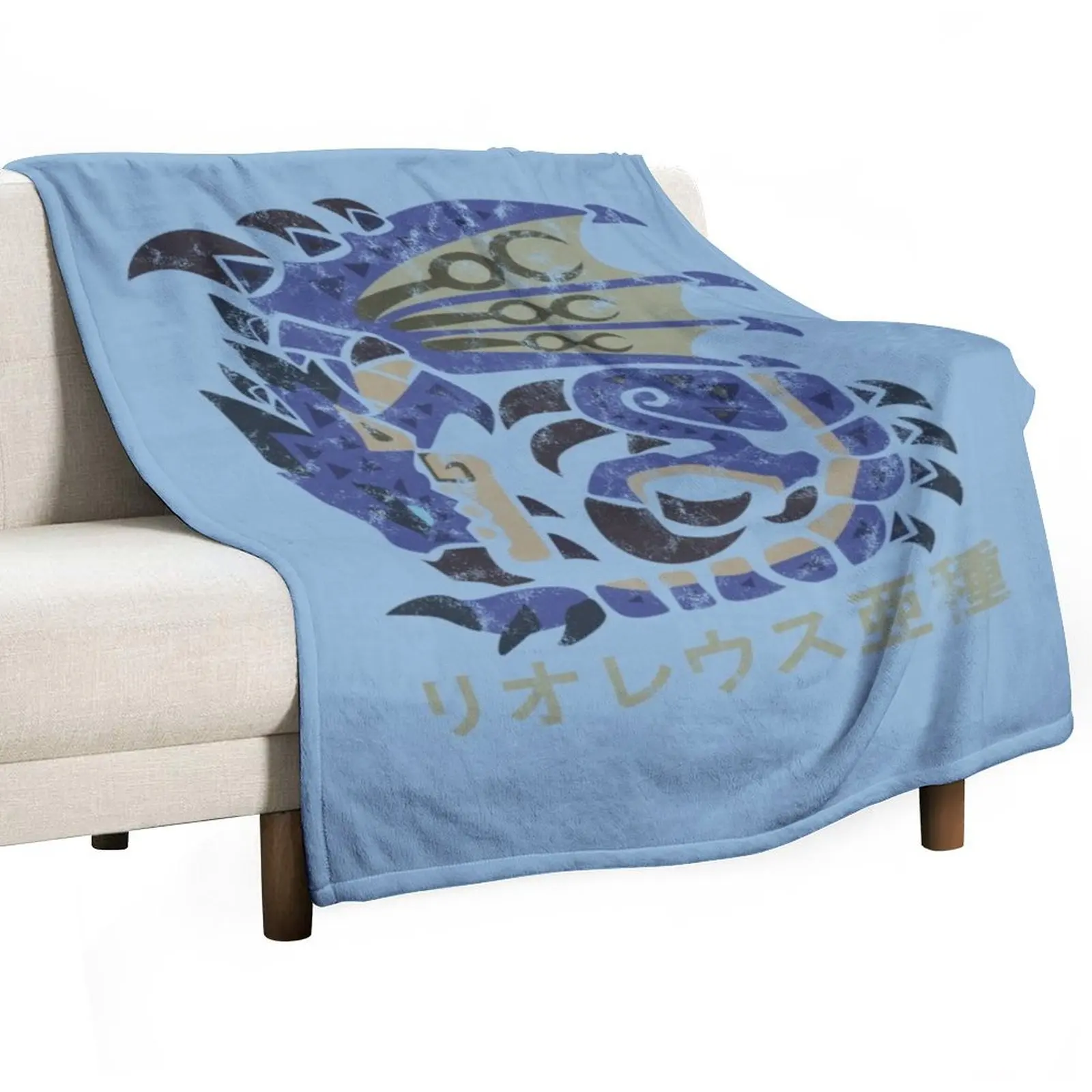 Monster Hunter World Azure Rathalos Kanji Icon Throw Blanket Shaggy Luxury Designer Cute Plaid Blankets