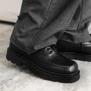 男士休閒樂福鞋方頭厚底黑色真皮鞋夏季特賣奢華復古優雅社交PU鞋 10 最佳銷售 樂福鞋奢華 - №7