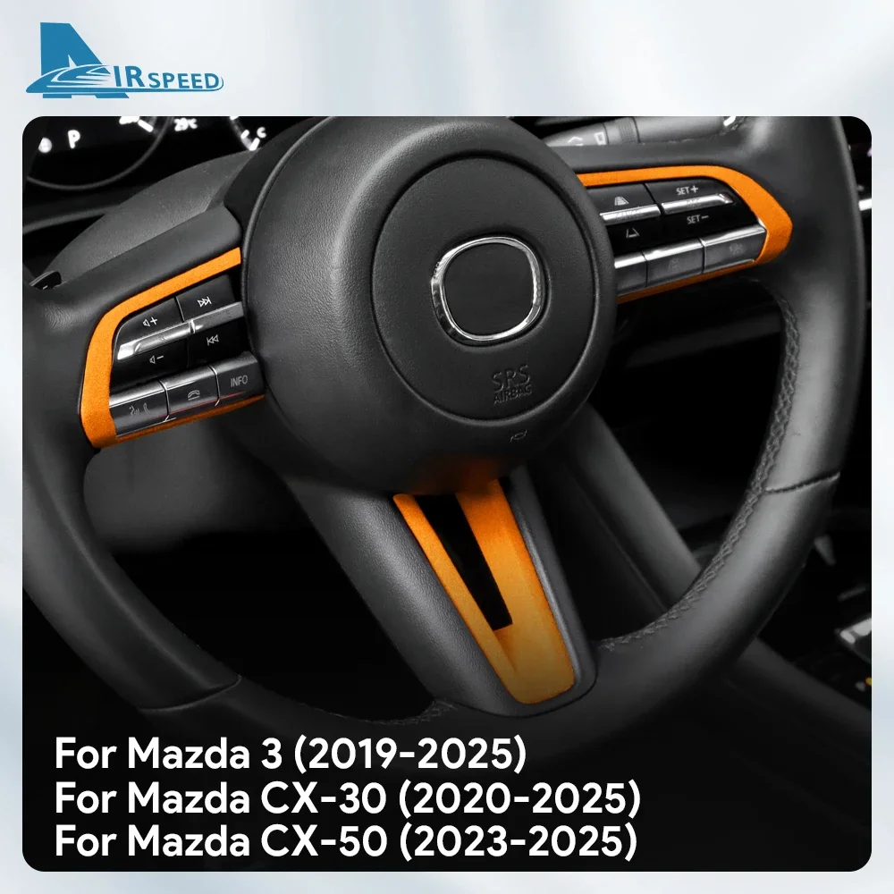 Top Suede Trim LHD RHD Sticker For Mazda 3 Axela BP 2019-2024 2025 CX30 CX-30 2020-2025 CX50 CX-50 2023-2025 Car Steering Wheel