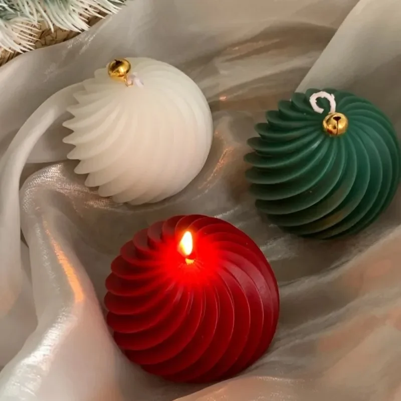 2026-Rotate Ball Silicone Candle Mold Golden Bell DIY Resin Plaster Making Kit Handmade Christmas Souvenirs Winter Home Decor