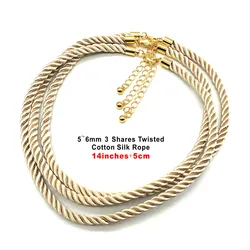 3 Pcs/lot 5~ 6mm Gold Color 3 Shares Silk Cord Necklace With Clasp Adjustable Braided Rope Jewelry Making DIY Necklace Bracelet