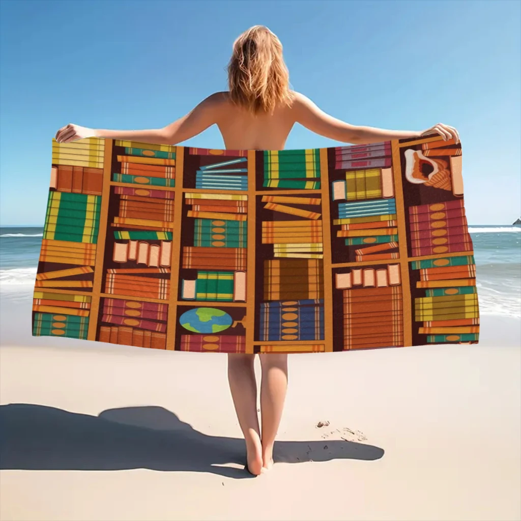 

vintage academic bookshelve Beach Towel Poncho Bathing Towels Cover-ups Quick Dry Sand Free Yoga Spa Gym Pool