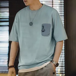 Maden Casual Sorona Cool Short-sleeved T-shirt Breathable Antibacterial T-shirt with Pockets for Men's Summer Tops Sport Tee