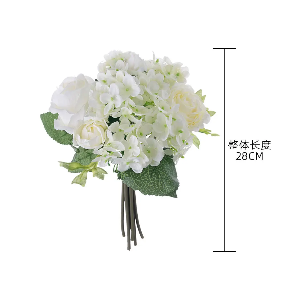 Artificial Flowers Hydrangea Rose Bouquet Silk Flower for Home Desktop Decoration Marriage Bridal Bouquet Wedding Party Floral