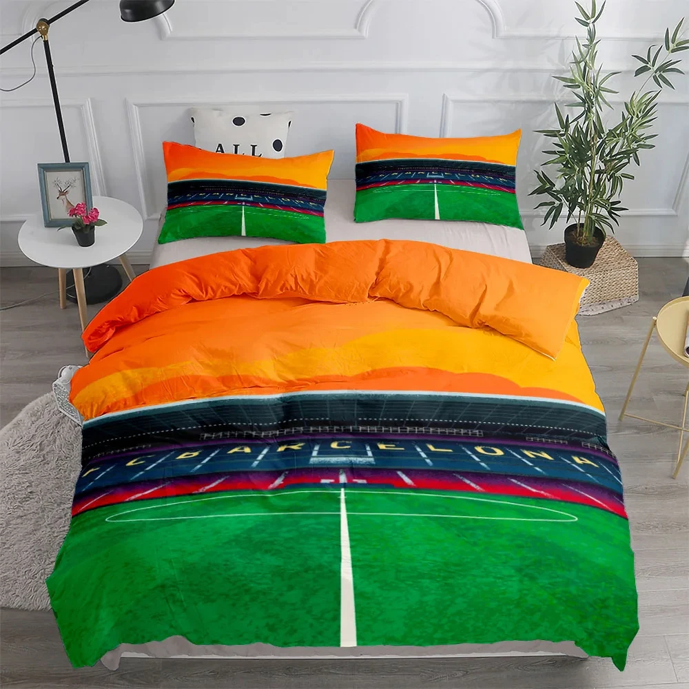 Football Stadium Silhouette Poster Duvet Cover Set UK Single Double Queen King US Twin Full King Size Bed Linen Set