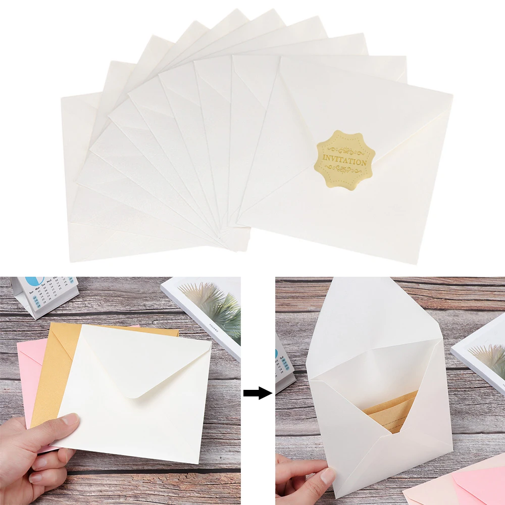 

10 шт./лот, креативные перламутровые школьные принадлежности, конверт, сумка, квадратные бумажные конверты, жемчужные бумажные конверты, поздравительная открытка в конверте