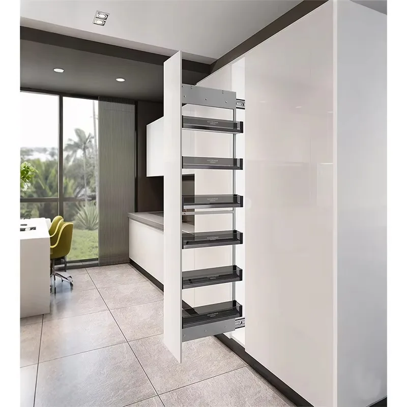 

Выдвижная корзина для кухонного шкафа, корзина для хранения высоких блоков, вращающийся органайзер для кладовой