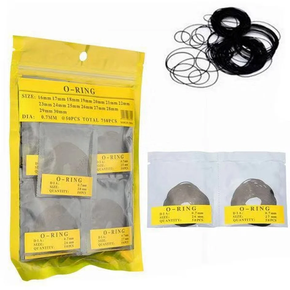 

950pcs Waterproof 0.5mm/0.6mm/0.7mm Rubber O-Ring Watch Back Seal Cover Gaskets Watch Repair Tool Accessories for Watchmaker