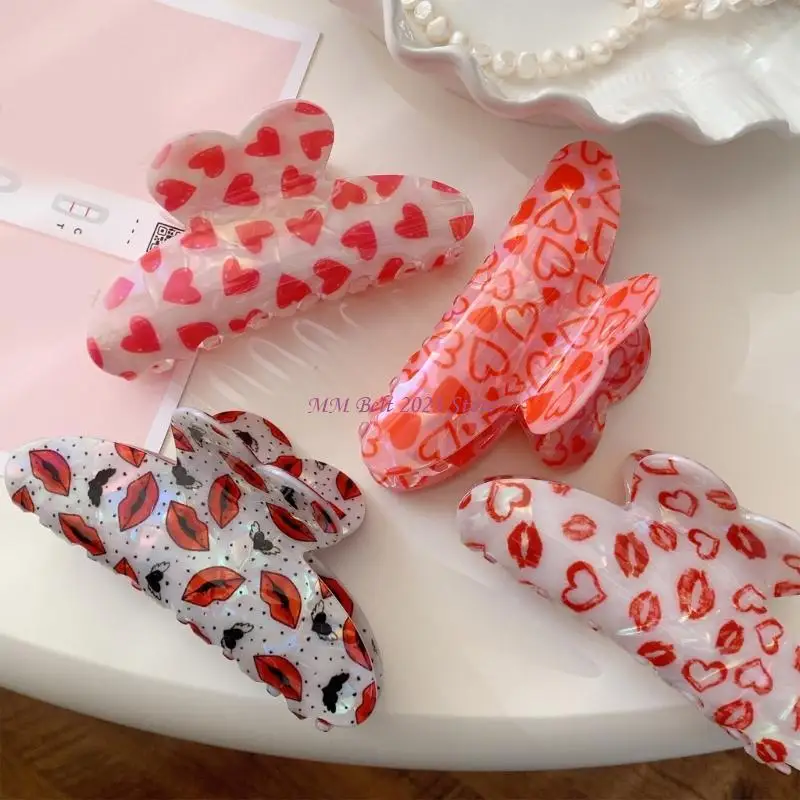 

49ME Элегантная акриловая заколка для волос с дизайном губ. Женский аксессуар для волос. Надежная ручка. Идеально подходит для