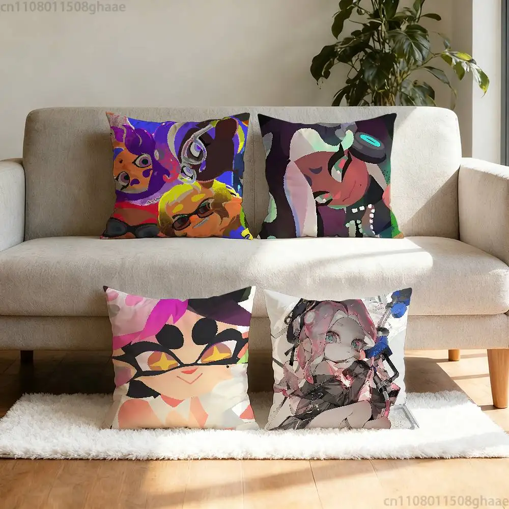 

Splatoon Anime Pillow Case Anti-dustmite Pillowcase Invisible zipper silky short plush Sofa cushion cover