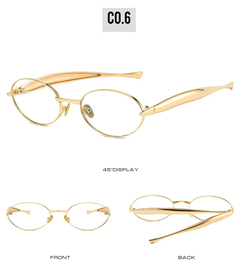 Y2K Kleine ovale Sonnenbrille Markendesigner Damen Stilvolle Ins Mode Bold Metallbein Damen Sonnenschutz – Detail 12