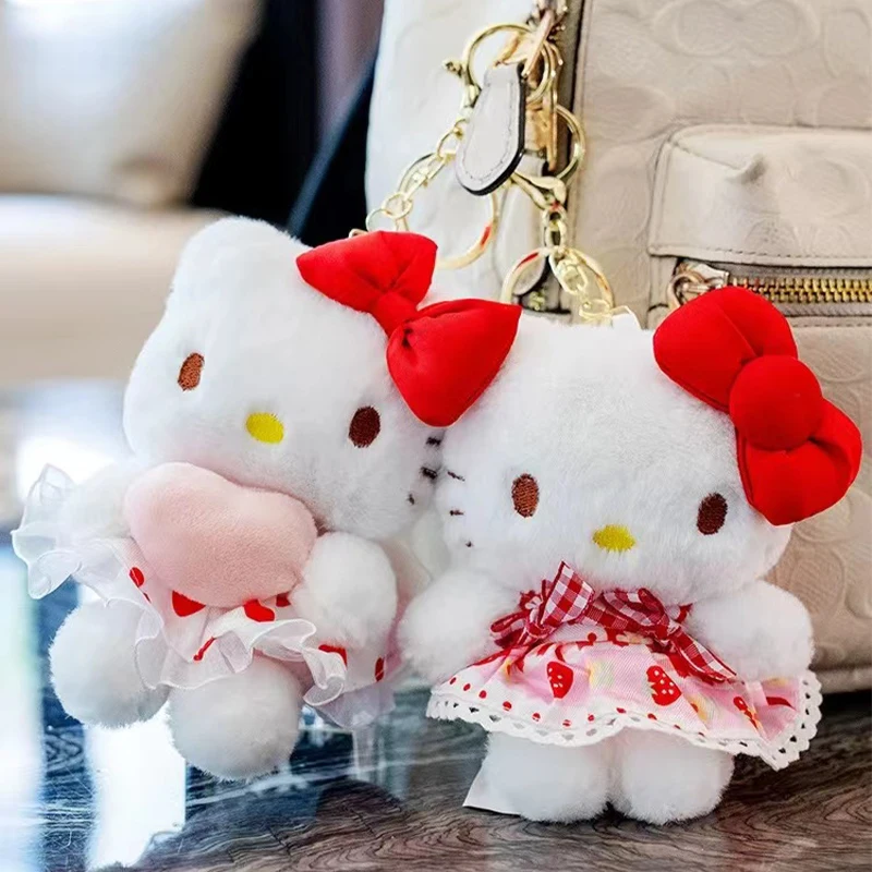 Sanrio-Llavero de Hello Kitty para niños, bolsa colgante, Kuromi Cinnamoroll, juguetes de peluche para niñas, mochila, correa, regalos de cumpleaños, muñeca