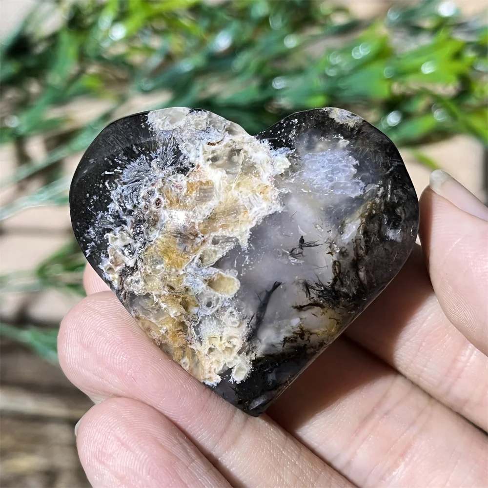 Pierre précieuse naturelle en cristal d'agate polie, cœur, napHome, Beaumont, pierre précieuse vivante, pierre de guérison mouchetée, décoration de quartz, Reiki