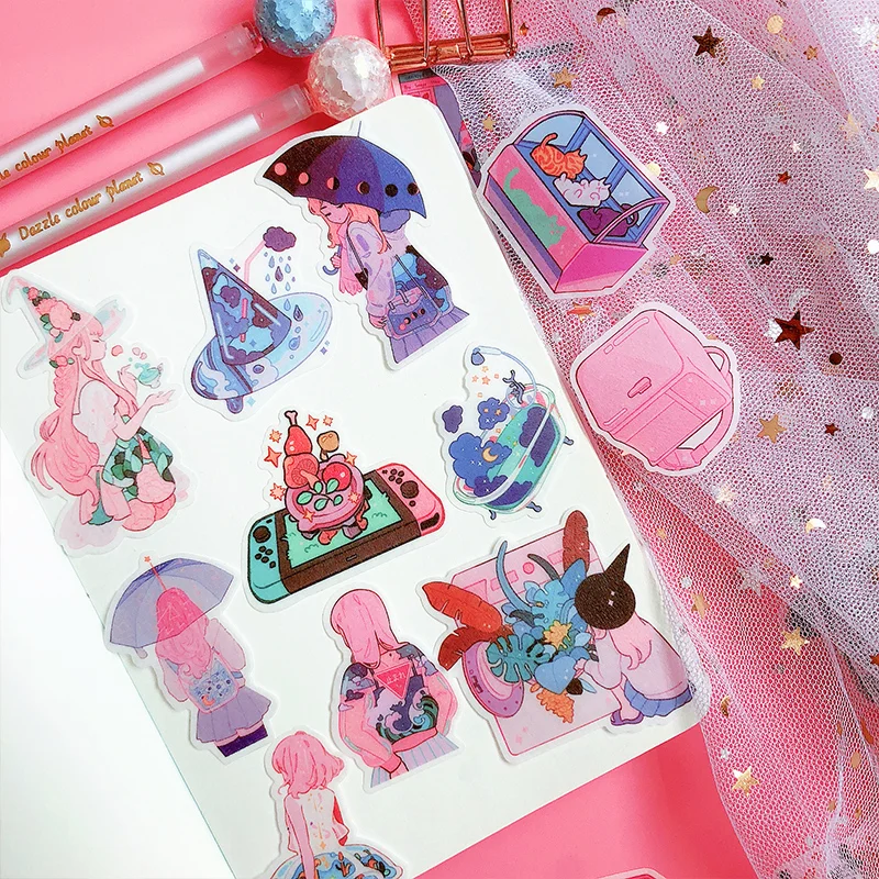 80 pçs rosa ins menina coração adesivo lanche personagem ferramenta kawaii bonito dos desenhos animados adesivo diy material decorativo xiaohongshu rosto livro estilo quente