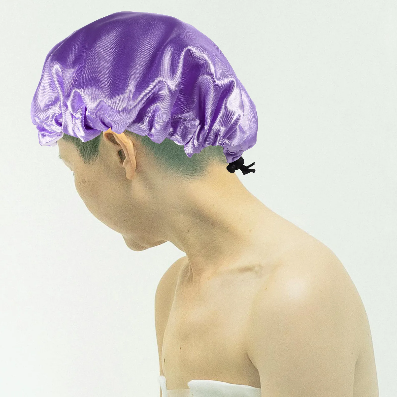 

2Pcs Fashionable Satin Shower Caps for Women Reusable Hair Caps Waterproof Bath Hat Elastic Stretchable Large Fit for Long Hair