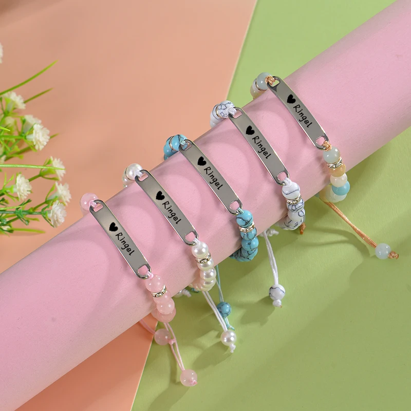 Personalized Baby Bar Bracelet Custom Name ID Bracelet for Children from Mom Engraved Kid Name Bracelets for Girls Boys New Born - view 5