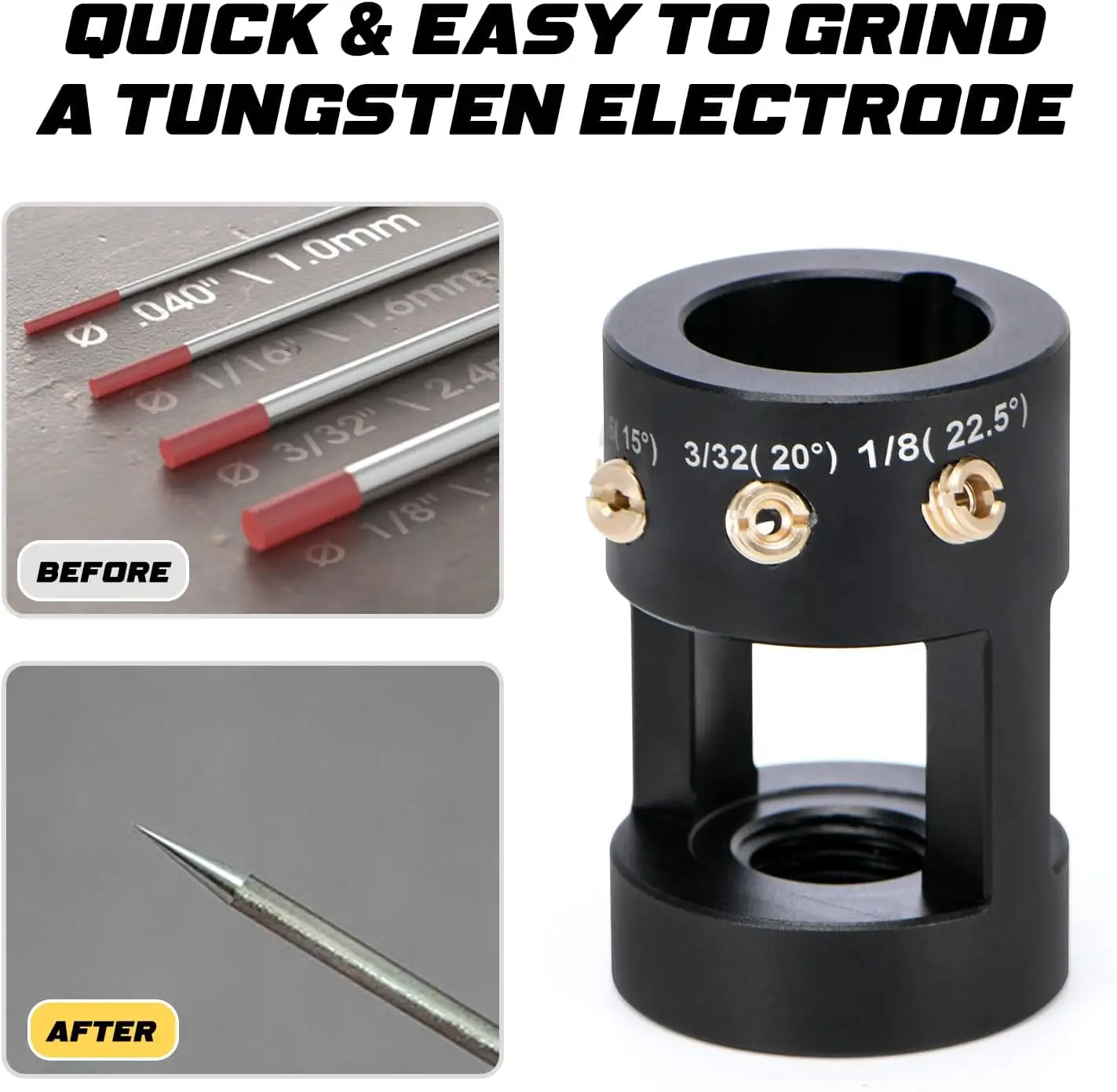 Aluminum Tungsten Electrode Sharpener Grinder TIG Welding Tool With 4 Cut-Off Slot Multi-Angle & Offsets Electrode Grinde Tools