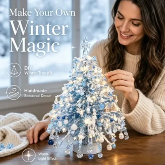 4 style Handmade DIY Beaded Christmas Tree Making Kit, Mini Crystal Bead Christmas Tree Desktop Decor, Xmas DIY Craft Supplies