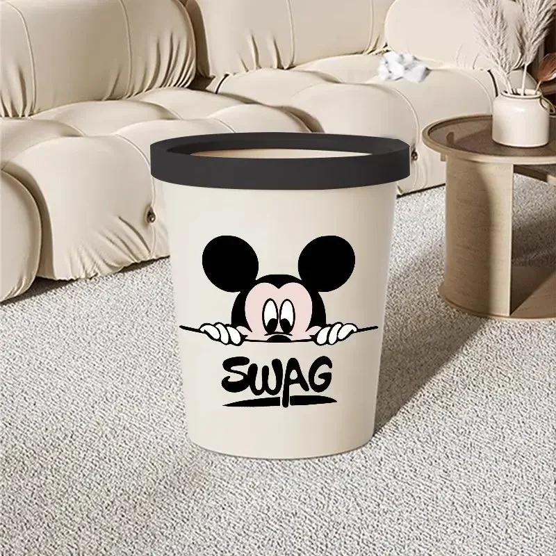 Lindo Mickey Minnie divertido y creativo patrón de dibujos animados impresión hogar simple y de moda cubo de basura de plástico de gran capacidad