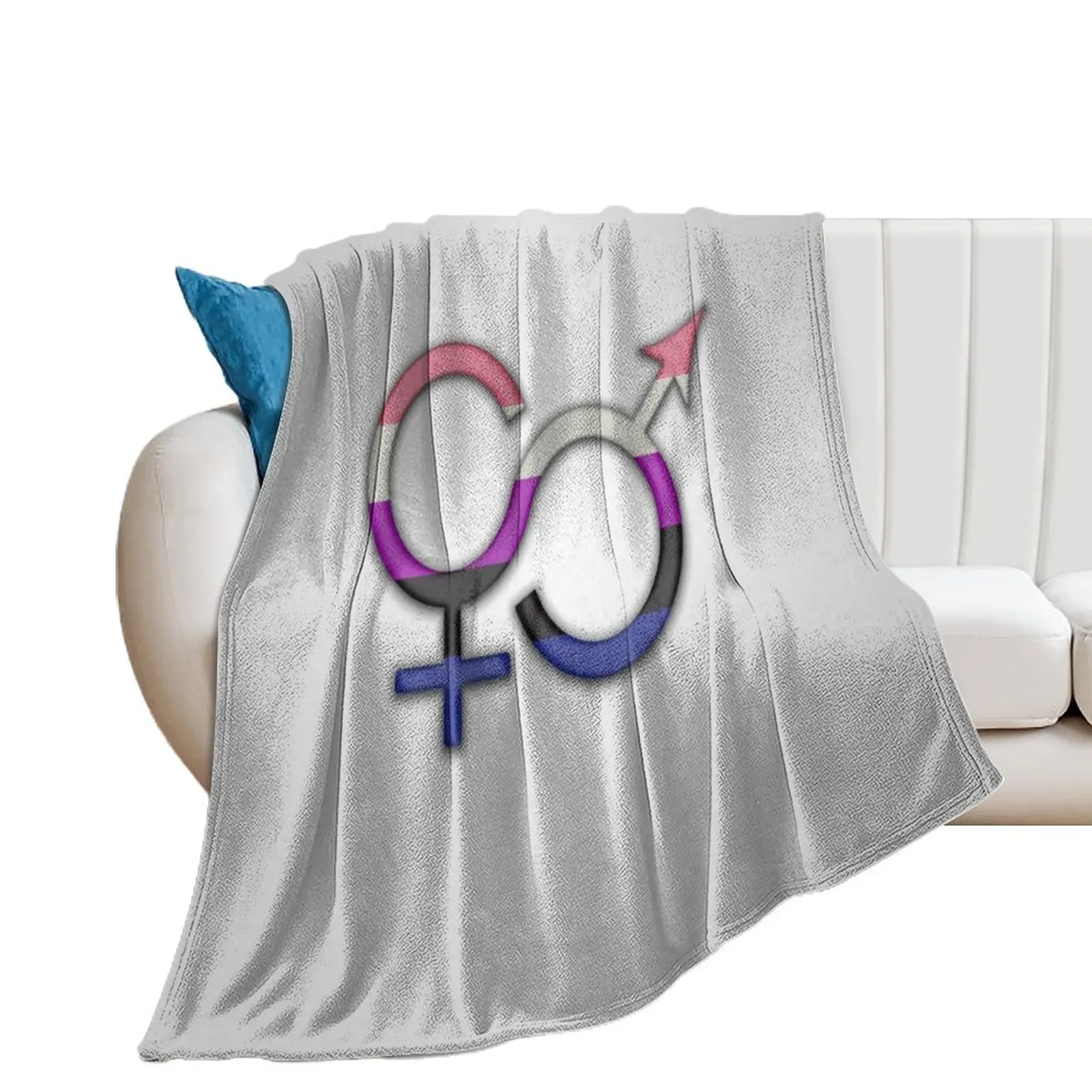 Gender Fluid Symbol in Pride Flag Colors Throw Blanket Luxury Bed linens Soft Beds Thermal Blankets