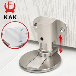 KAK Magnetic Door Stopper Punch-free Adjustable Zinc Alloy Door Holder Hidden Door Stop Floor Mounted Stop Door Hardware 6 Color