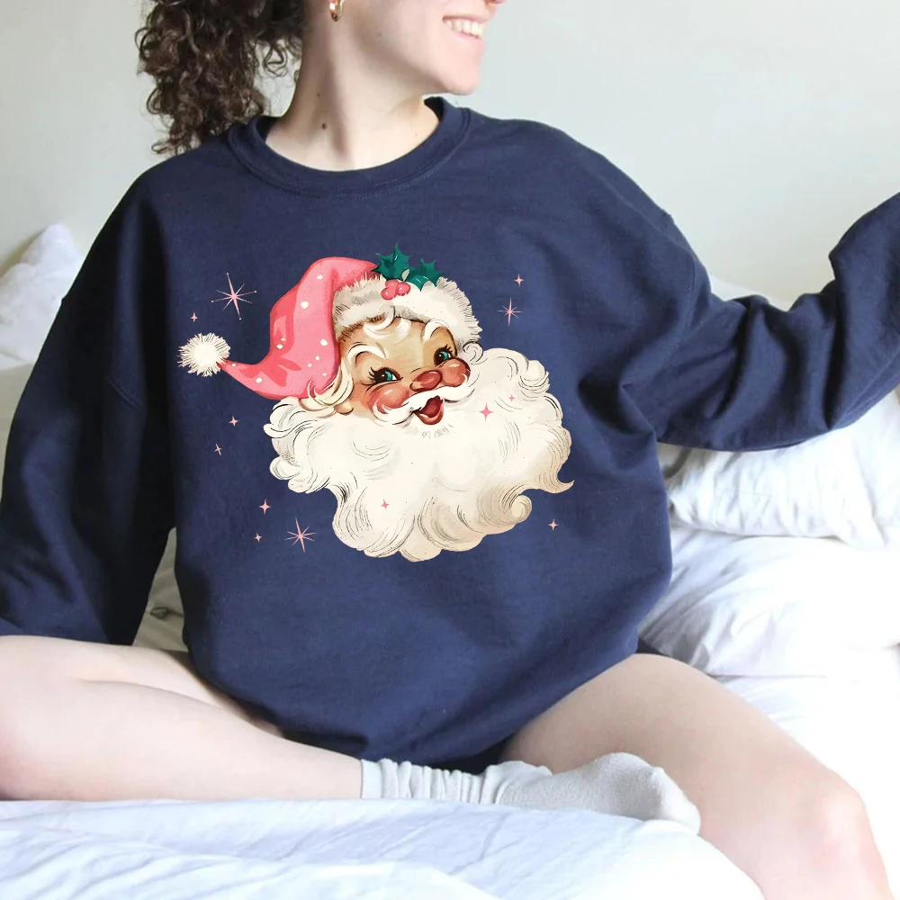 

Pink Santa Women Clothes Retro Christmas Hoodie Matching Family Hoodie Pink Vintage Holiday Crewneck Group Party Womens Clothing