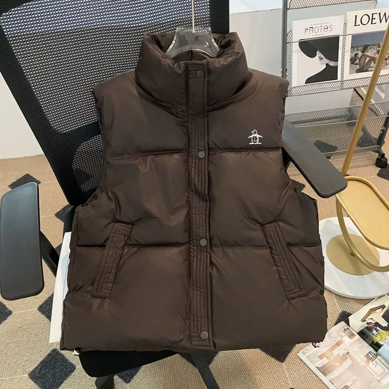 Nuovo gilet imbottito da donna Abbigliamento da golf Autunno Inverno 2024 Gilet da golf coreano Moda PU Cappotto casual impermeabile Abbigliamento da golf da donna 말