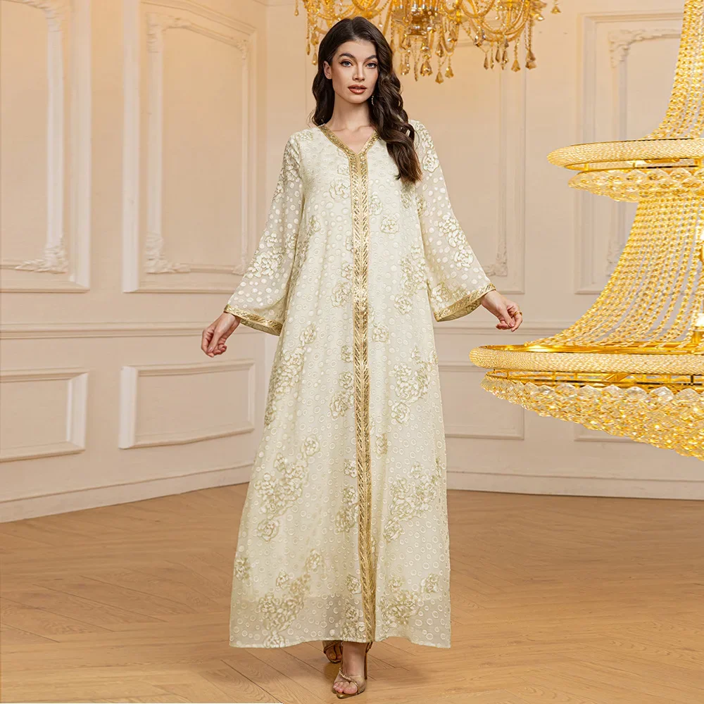 Eid Muslim Women Party Long Dresses Sequin Abayas Kaftan Arab Robe Ramadan Morocco Dubai Vestidos Jalabiya Caftan Islam Clothing