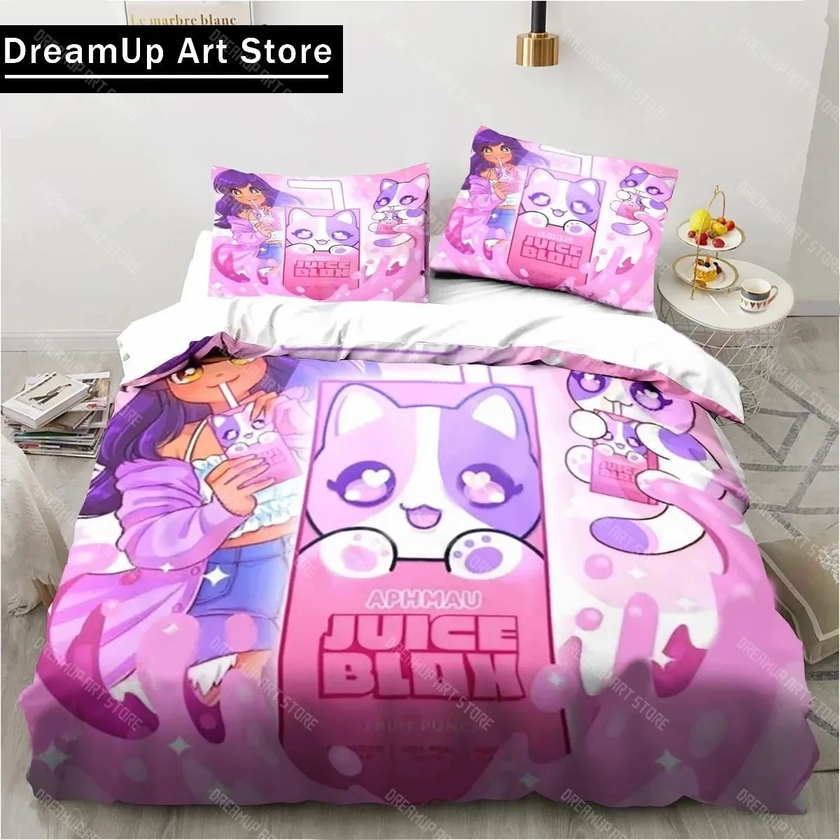 

Cartoon Game Cute Aphmau with Wings Bedding Set Boys Girls Twin Queen Full Size Duvet Cover Pillowcase Bed Adult Bedroom
