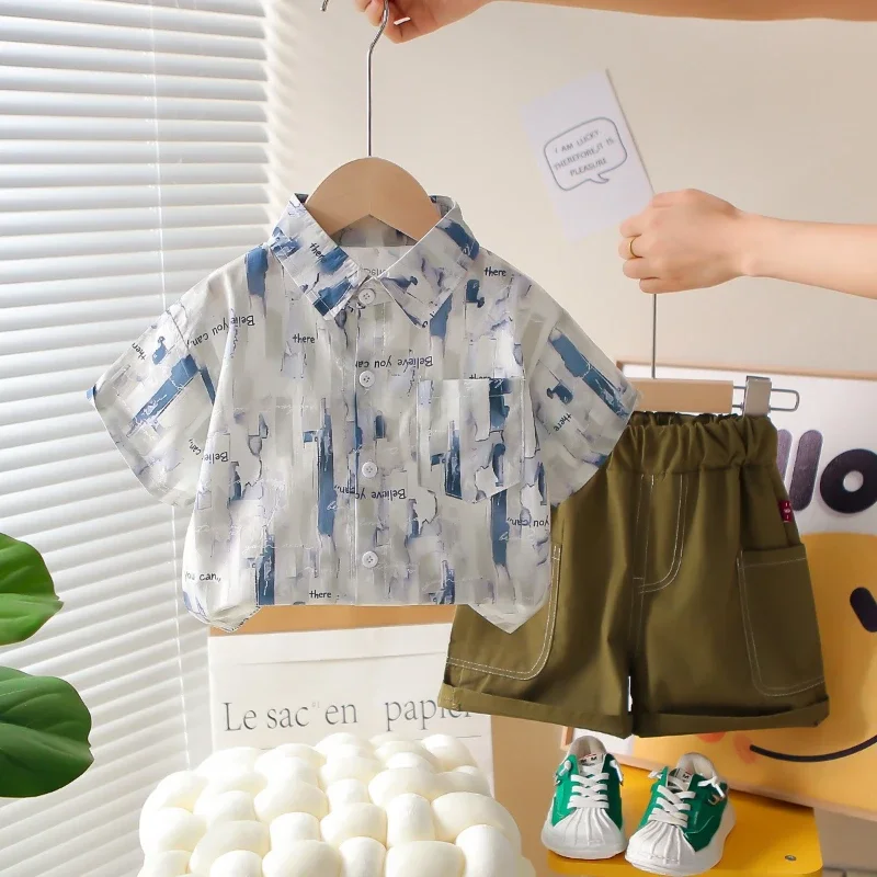 

New Summer Fashion Baby Clothes Suit Children Boys Short Sleeved Shirt Shorts 2Pcs/Sets Infant Casual Clothing Kids Tracksuits