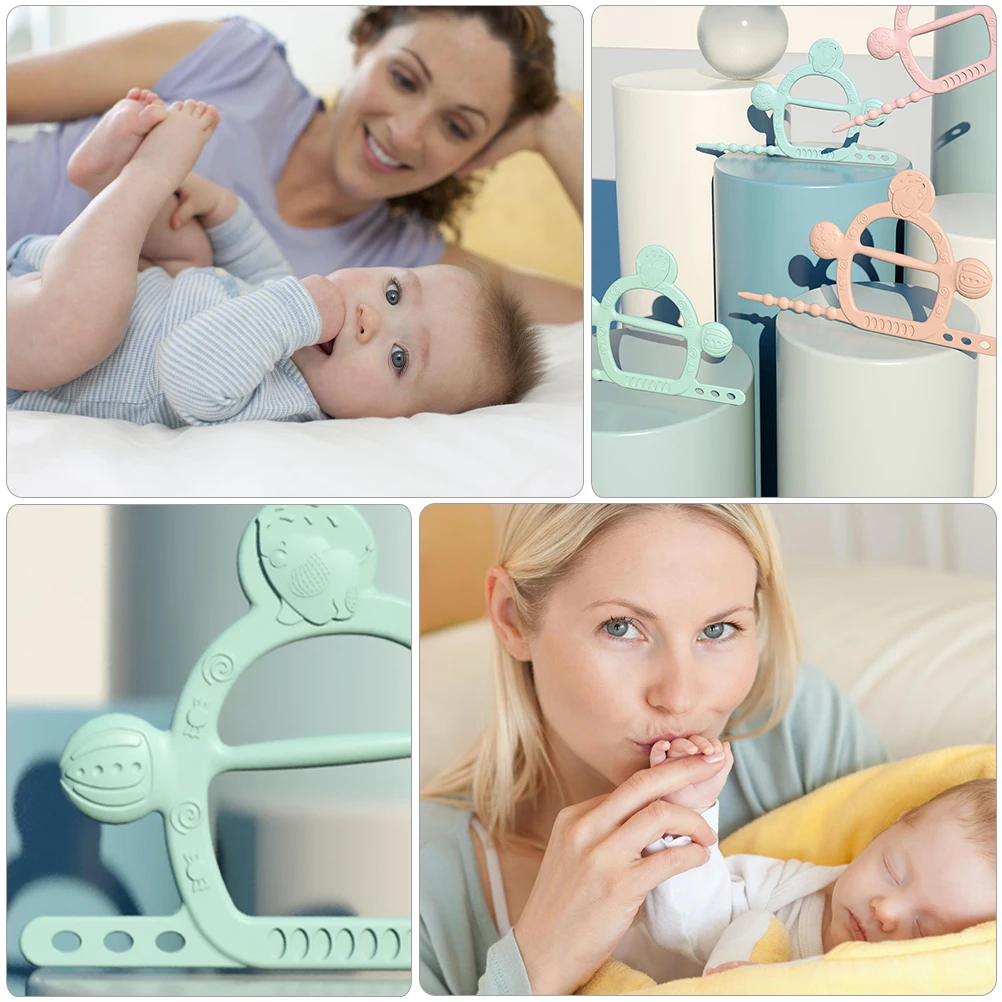 

2pcs Silicone Baby Teether Bracelet Teether For Chewing Teeth Gum Massage Cartoon Design Cute Soothing Toybaby Teething