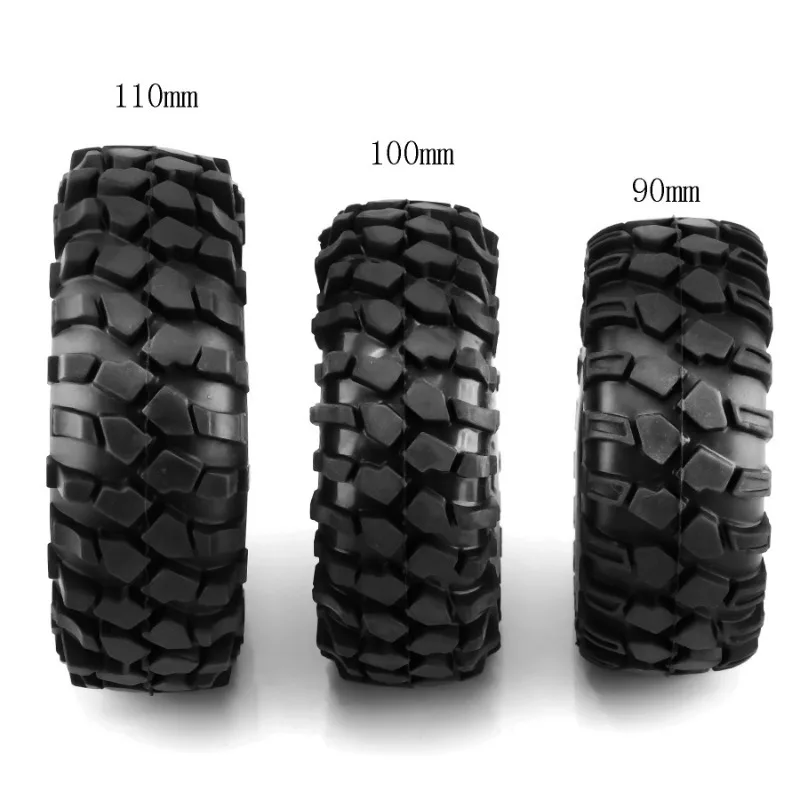 4pcs 1.9 Inch Metal Wheel Rim 90 100 110mm Rubber Tire For 1/10 RC Crawler Car TRX4 SCX10 D90 CC01 YIKONG 4102 4103