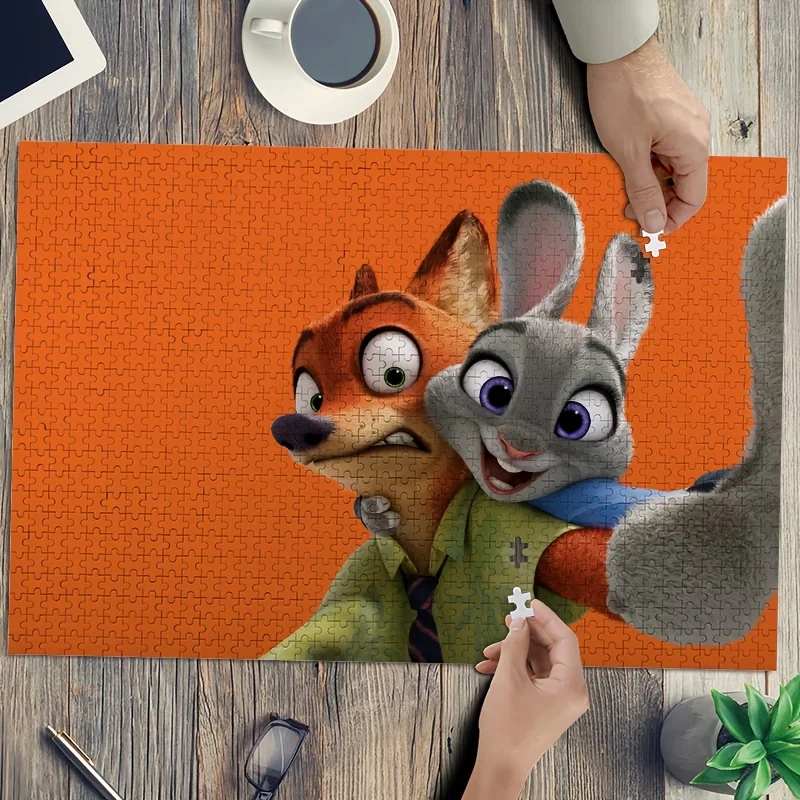 

1000 шт. Дисней Зоотопия Джуди Хоппс и Ник Уайлд плакат-головоломка | Высокая сложность, домашний декор, подходит для классной комнаты, кухни