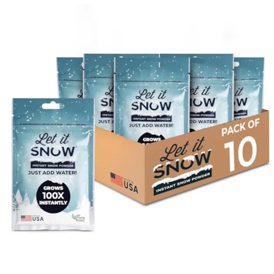 

Let it Snow Instant Fake Snow Powder - Made in the USA Safe and Easy to Use Artificial Snow for Slime Holiday Decorations Photo