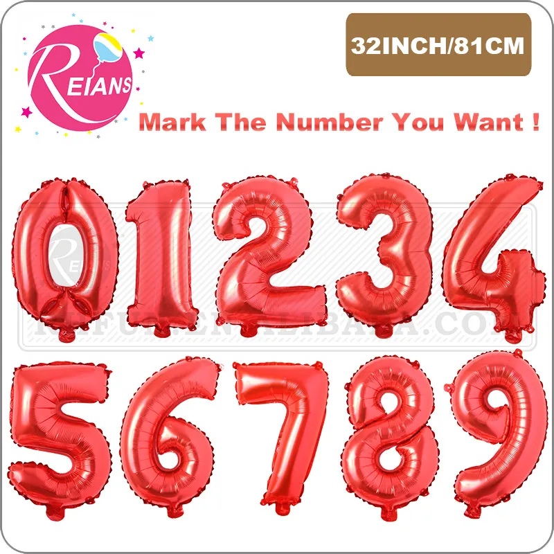 32 inch Red letter Number Balloon Inflatable Air Ball Figure Digit Foil bride Birthday Party Wedding Decoration Ball supplies